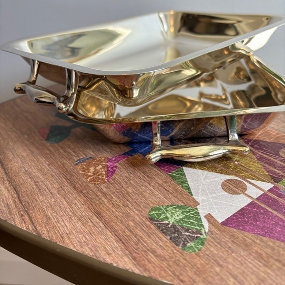 Vintage Silver Toned Handled Serving Trays, Circa 1960s, 2 pieces - Picture 3 of 7